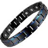 MagEnergy Bracciale magnetico da uomo, in acciaio al titanio, nero, 21,6 cm, regolabile