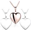 YumiLok Collana in Acciaio Inossidabile con medaglione apribile per foto, Oro rosa/Argento, a Cuore, per donna/ragazza, 3 pezzi