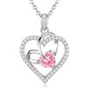 CDE Collana Donna Cuore Regalo Gioielli Donna Pendente Argento 925 con Pietra di Nascita per Festa Della Mamma Compleanno San Valentino per Lei Mamma Fidanzata Moglie con 5A Cubic Zirconie