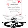 Bracciali Coordinati Per Coppie In Corda Regolabile Con Ciondolo Cuore - Regalo Per Lui E Lei