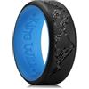 King Will Anelli in silicone per uomini, fedi nuziali in gomma nera e blu con design unico Mountain Peak, 8 mm di larghezza 2,2 mm di spessore, Comfort Fit, 59.4 (18.9), Silicone, Nessuna pietra