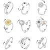 KRFY Placcato in argento Antistress Donna, Anello Antistress Regolabile, Set Anelli Donna Ansia Fidget Spinner Ring Perline Antistress Girasole Zircone Cubica Ring Pietra Di Luna