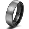 Zakk Anello da uomo e donna in tungsteno spazzolato 6mm 8mm nero/blu con Ich liebe Dich Inciso (Nero 6mm,54 (17.2))