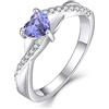 YL Anello di Fidanzamento Cuore Argento 925 con Dicembre Pietra Portafortuna Tanzanite Anello solitario Infinito anello Nuziale per Donna Sposa(Taglia 16)