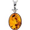 SilverAmber Jewellery Ciondolo classico in vera ambra baltica e argento sterling senza catena - 1522, 16x12 mm / 2.9 x 1.4 cm, Argento sterling, Ambra