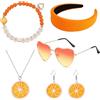 YYSWSAKY 5 pezzi Aperol Spritz Costume accessori da donna con cerchietto per capelli, occhiali da sole arancioni, orecchini aperol, bracciale perfetto come regalo per donne, carnevale, arancioni