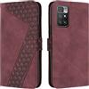 OKZone Cover per Xiaomi Redmi 10, Custodia in PU Pelle per Xiaomi Redmi 10, Custodia a Libro Protettiva Folio Portafoglio con Chiusura Magnetica e Slot per Carte Wallet Case Flip Cover (Rosso)