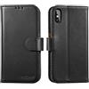 Lensun Cover in Pelle Vera per iPhone X/XS/iPhone 10- Nero | Cover in Vera Pelle [RFID Blocking] Antiurto Libro con Portafoglio Chiusura Magnetico Flip Custodie Cuoio