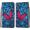 Mo-Somnus Cover per Samsung Galaxy A10, Custodia in PU Pelle Magnetica Libro Flip Caso Antiurto Portafoglio [Supporto Stand] con Porta Carte e Cinturino da Polso Wallet Case (Farfalla)