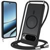 Yoedge Magnetica Cover per Google Pixel 10 Pro XL con Cordino, Compatibile con MagSafe, Custodia Traslucida Opaca Hard PC Sottile TPU Antiurto Protettiva Case con Corda Collana Tracolla Laccio, Nero