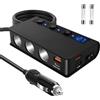 YONGYAO QC 3.0 Sdoppiatore Accendisigari Auto USB C, 180W multipresa accendisigari 12V/24V, Type-C Caricabatteria Auto 4 USB Porte & 3 Prese per GPS Dash Cam Cellulare Tablet presa accendisigari