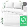 JACOBSON Set di biancheria da letto 200 x 220 cm - 100% cotone copripiumino 200 x 220 cm + 2 federe 80 x 80 cm, biancheria da letto in percalle, 3 pezzi con chiusura lampo (200 x 220 cm, bianco, 3