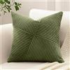 Sungeek 1 Pezzi Federe Cuscini 40x40 in Morbido Velluto a Coste, Fodere per Cuscini Decorativi con Motivo a Strisce e Patchwork Pinwheel Copricuscini Cuscino per Divano Letto Soggiorno, Verde Oliva