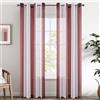 EMEMA Tende a righe trasparenti con occhielli Tende in voile Soggiorno moderno Set di 2 tende Camera da letto Trasparente con motivo Tenda a righe semitrasparente 140 x 225cm Bianco e rosso Mrrone