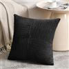FDTERN Federe Cuscini Nero 60x60 per Divano in Velluto a Coste Moderno Morbido Motivo a Croce Decorativa Copricuscini con Cerniera Invisibile per Divano Camera da Letto