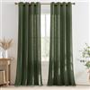 PONY DANCE Tende Lino 220g/m² Semitrasparenti Camera da Letto per Interni con Anelli Tende Soggiorno Moderne 2 Pezzi Linen Curtains per Cameretta Bambini L 140 x A 200 CM, Verde Foresta