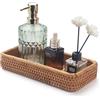 XIMISISE Vassoio Rattan da Bagno, Cestino da Bagno per Asciugamani, Vassoio Decorativo per Organizzazione (Naturale, 26 x 12.5 x 4 cm)
