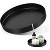 TYSM-CC Vassoio Rotondo Decorativo Nero Multifunzionale - Organizzatore Portaoggetti con Bordo Antigraffio per Gioielli, Candele e Profumi, Design Elegante per Arredamento Casa, Bagno o Cucina (Diametro 20cm)