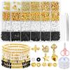 Mispudin 3060 Pezzi Perline per Braccialetti, Piatte Nere Bianche Oro, Argilla per Bracciali, Clay Beads Kit, Set Fai Da Te per Adulti e Bambina (6mm)