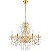 SM Saint Mossi Saint Mossi Lampadario a 6 luci con cristalli, design moderno francese in oro a goccia d'acqua per sala da pranzo, camera da letto - H23 x P24