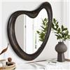 HLFMVWE Specchio da parete asimmetrico, grande cornice nera, unico specchio irregolare per camera da letto, soggiorno, ingresso, 65 x 45 cm, marrone rustico