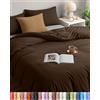 Utopia Bedding Copripiumino Una Piazza e Mezza - Microfibra Copripiumino 200x200cm + Federe 50x75cm - Marrone