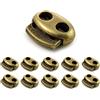 Ganzoo blocca cordoncino doppio foro in metallo bronzo, set 10 fermacorda per corde e lacci, per cappuccio e tunnel, giacche hoodie, uniformi, scarpe stivali, zaino tenda, foro 4 mm