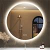 STARLEAD Specchio-Bagno-con-Luce e Bluetooth 100cm, Specchio-Rotondo-Bagno-LED con Antifog, Dimmerabile, 3 Colori Luce, Memoria, IP44, HD Vetro Temperato