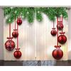 ABAKUHAUS Natale Tenda, Sfere Rosse Nastri, Casa Arredamento Elemento Distintivo Due Pannelli Set, 280 x 225 cm, Rosso Verde