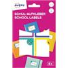 Avery Zweckform Avery Italia SCHOOL8S Etichette per la scuola, libri/quaderni, smile, 68x46mm, 4 etichette per foglio, adesivo permanente, confezione da 2ff