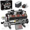 Mavo brix Set di funzioni motore V12 per adulti e adolescenti 14+, kit di ingegneria meccanica motorizzata da 1409 pezzi che funziona, giocattolo motore MOC con scatola batteria e motore, compatibile con Lego