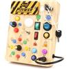 Joyreal Montessori Busy Board, Pannello Sensoriale Bambini Montessori in Legno con 19 LED, Giochi Educativi Regalo Bimbo 1 2 3 Anni, Tavolo Multiattivita Bambini