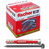 Fischer 10 Tasselli Lunghi Duopower con Vite 10 x 80 mm Universali, per il Fissaggio di Mensole, Pensili, Staffe Porta TV su Muro e Cartongesso, 538247