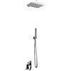 LANERI Kit Doccia 2 Vie Soffione Acciaio Inox Slim 2 mm + Braccio Doccia + Presa Acqua + Flessibile + Doccino (Soffione 25x25 cm con Braccio da Parete)