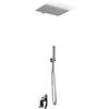 LANERI Kit Doccia 2 Vie Soffione Acciaio Inox Slim 2 mm + Braccio Doccia + Presa Acqua + Flessibile + Doccino (Soffione 40x40 cm con Braccio da Parete)