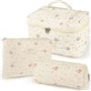 TOPALL Beauty Case da Viaggio Donna,Grande Borsa Cosmetica da Viaggio,Trousse Trucchi Donna in Aggiornata Pelle Cotone,Borsa Porta Trucchi da Toilette Makeup Bag Organizer