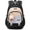 Amythe Zaino Ragazza Scuola Elementare Media Leggero Grande con Pettorina | 30L Zaino Scuola Idrorepellente, Adatto al Trolley, Casual Zaini Porta PC, Ragazze 9 ai 16 anni, Ritorno / Viaggio, Nero