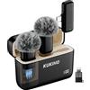 KUKIHO Microfono Lavalier Wireless con Custodia di Ricarica, microfono per video social Cancellazione del Rumore, Telecomando da 40m mini microfono per iPhone & android