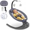 LIONELO Sdraietta Elettrica Dondolo per Neonati RALF GREY WHITE con Telecomando