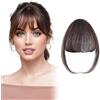 GmwyCzV Frangetta Finta, Frangia Finta Clip, French Bangs Naturali con Tempie, Frangia Sintetica Naturale, Fringe Hairpiece, per Incontri, Feste e Uso Quotidiano (Marrone Scuro)