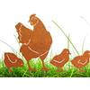 Voarge 4 tappi da giardino per galline, in metallo arrugginito, decorazione da giardino, galline, giardino, terrazza, balcone o vaso di fiori