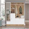 LBSIGN Mobile Ingresso Con Scarpiera Appendiabiti E Specchio 140x37x182 Rovere E Bianco Wisdom