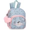 Disney Joumma Bags Minnie American Darling Zaino per bambini, blu e rosa, realizzato in poliestere, spallacci regolabili per un comodo trasporto, vari scomparti, con portachiavi pompon rosa, blu,