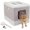 Ferplast Lettiera Gatto Chiusa Antiodore Antisporco Facile da Pulire, Rosa | 2 Filtri al carbone attivo che eliminano gli odori, griglia raccogli lettiera anti-perdite, paletta e spazzolina inclusi