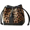 NICOLE & DORIS Borsa a Secchiello Donna Piccola Borsa Elegante Borse a Tracolla in PU Pelle Borsa delle Signore Mini Borse a Mano Moda Borsette a Spalla Leopardo di Peluche