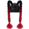 Whakano 2 Pezzi Casco Moto con Codici Rimovibili, Parrucca Gradiente Coda di Cavallo con Ventosa, Trecce per Casco Moto, Accessori per Casco, Coda di Cavallo Intrecciata per Moto e Bici, Nero Rosso