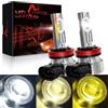 AUXIRACER H11 Lampadine LED per Fendinebbia Gialle H8, 3 in 1 (3000K/4500K/6500K) con Commutazione Automatica, LED H8 40W ad alta Luminosità Bianco Freddo/Giallo, Funzione Strobo Lampeggiante, Confezione da 2