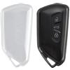 JiaHeHe 2 custodie per chiavi auto, in TPU, protezione a 360 gradi, adatto per VW Golf 8 GTE GTI ID.3 ID.4, Seat Leon MK4, Skoda Octavia 4, Cupra Formentor (trasparente + trasparente nero)