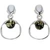 SilverAmber Jewellery Orecchini a perno in vera ambra baltica e argento Sterling 925 con orecchini a goccia GL165 e Argento, colore: Verde, cod. GL165G