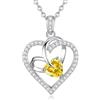 CDE Collana Donna Cuore Regalo Gioielli Donna Pendente Argento 925 con Pietra di Nascita per Festa Della Mamma Compleanno San Valentino per Lei Mamma Fidanzata Moglie con 5A Cubic Zirconie